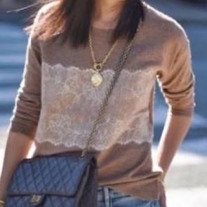 J Crew wool blend sweater. Lace design. Lightweight & roomy. Size Small. EUC